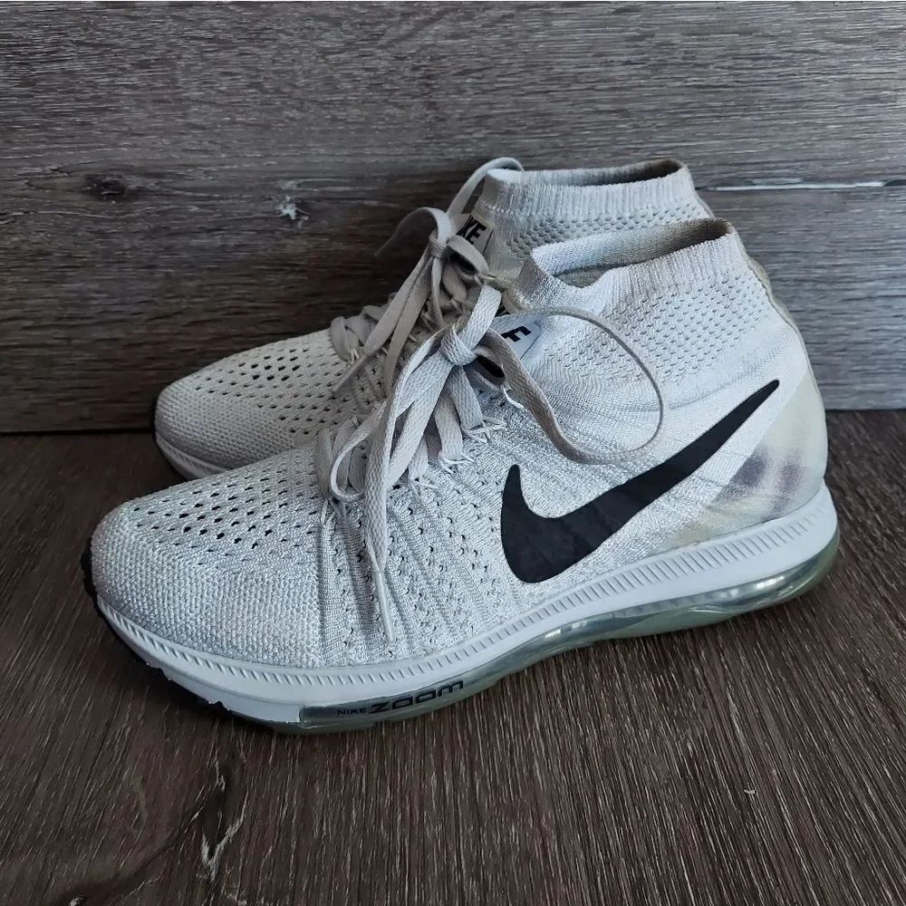 Nike Women's Zoom All Out Flyknit Pure Platinum 845361-100 Running Shoes Sz 6 - Picture 4 of 10